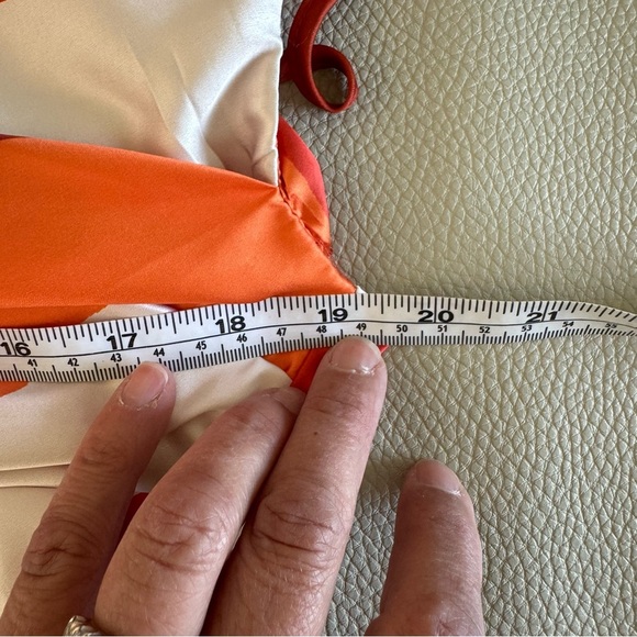 SHEIN Red & Orange Striped asymmetrical silky Camisole one shoulder sleeveless M - Picture 4 of 6